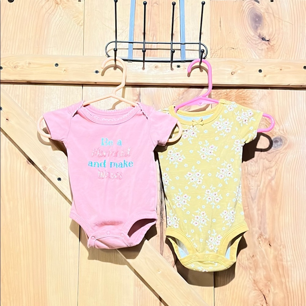 Pink and Yellow Bodysuits Soft Fabric One Pieces